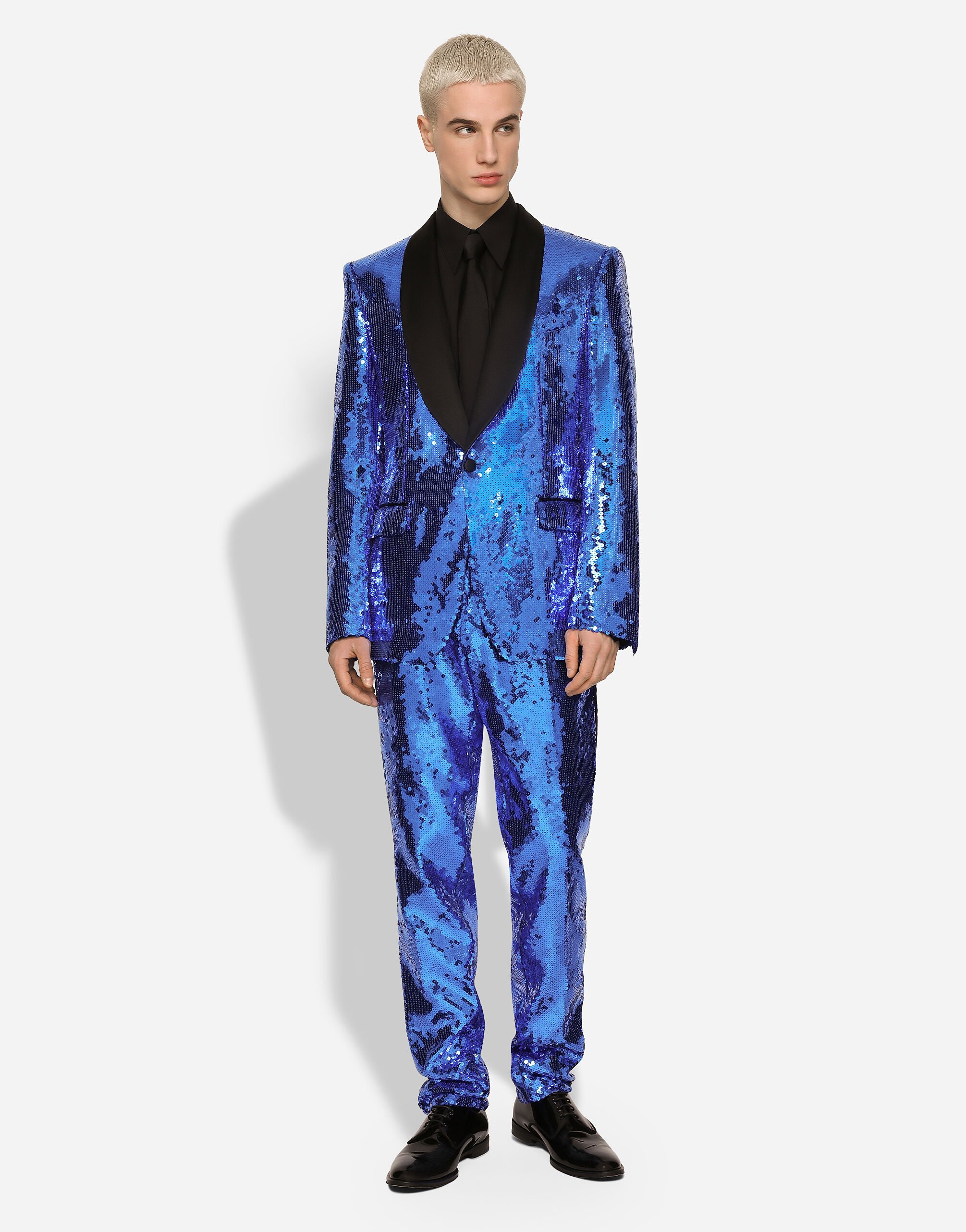 Sequined single breasted Sicilia fit tuxedo suit in Multicolor for Men Dolce Gabbana