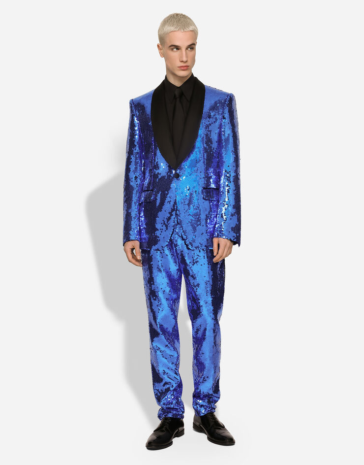 Dolce & Gabbana Abito tuxedo sicilia monopetto in paillettes Multicolore GKOSMTFLSEP