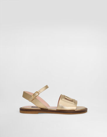 Dolce & Gabbana Foiled calfskin sandals with cut-out DG logo Multicolor D11285A4801