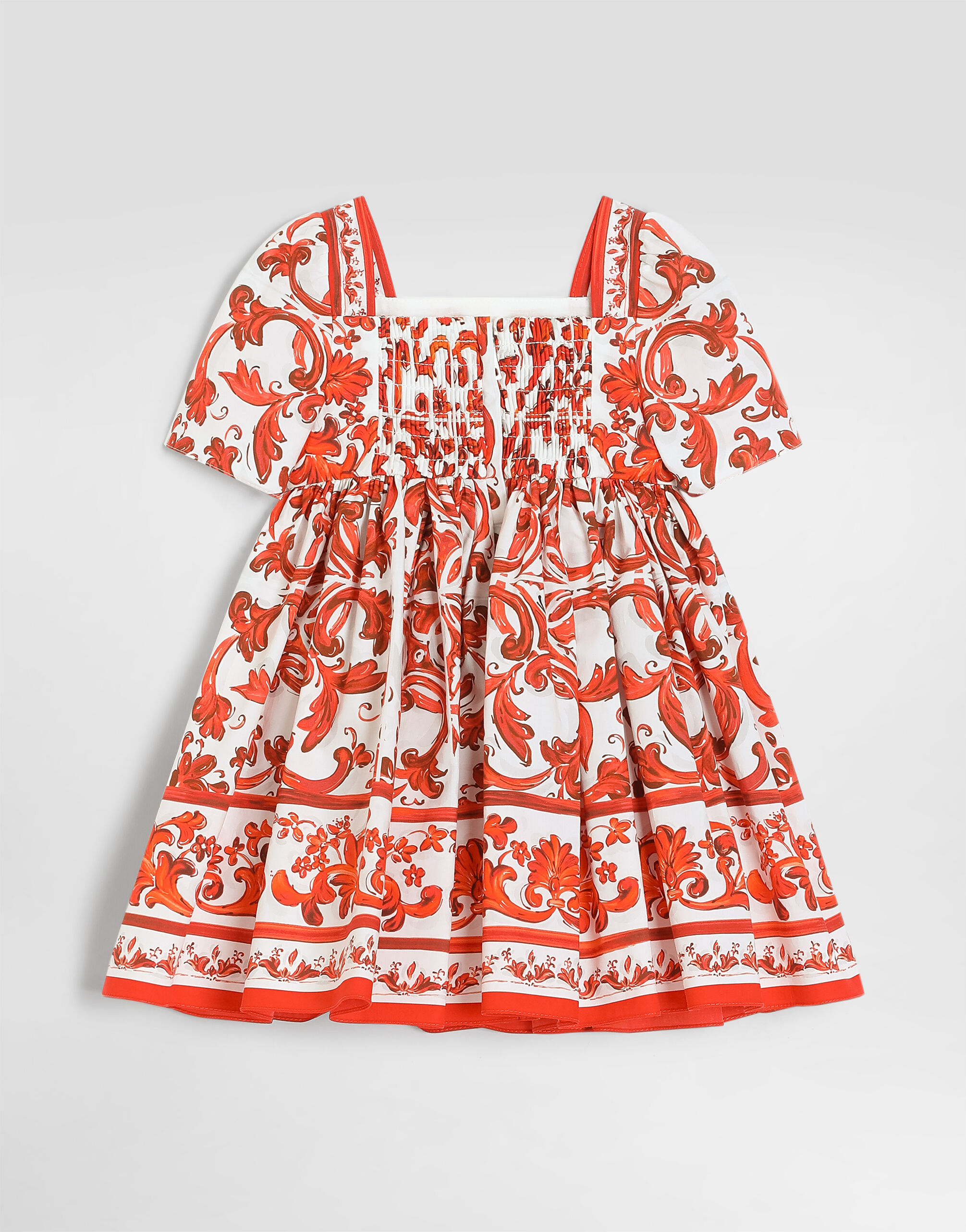 Majolica-print poplin dress in Multicolor for Girls | Dolce&Gabbana®