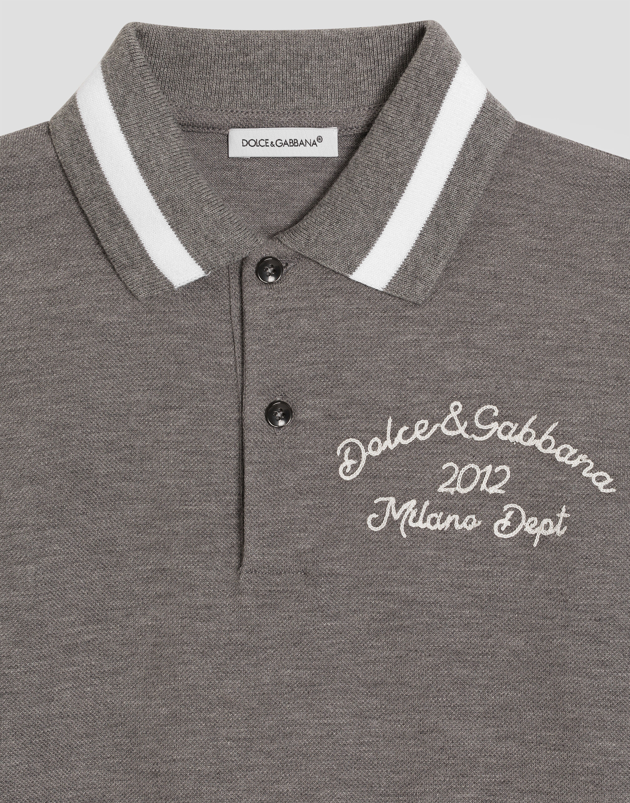 Tシャツ・カットソー Dolce & Gabbana FW25 COTTON PIQUE POLO (G8SN2Z HU7UTN0089) Cotton piqué polo shirt in Grey for Men | Dolce&Gabbana® US
