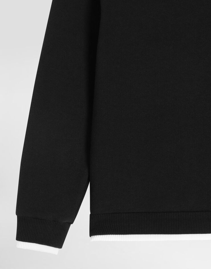 Dolce & Gabbana Crew neck fleece sweatshirt with Dolce&Gabbana embroidery Blue L4JWMEG7PEL