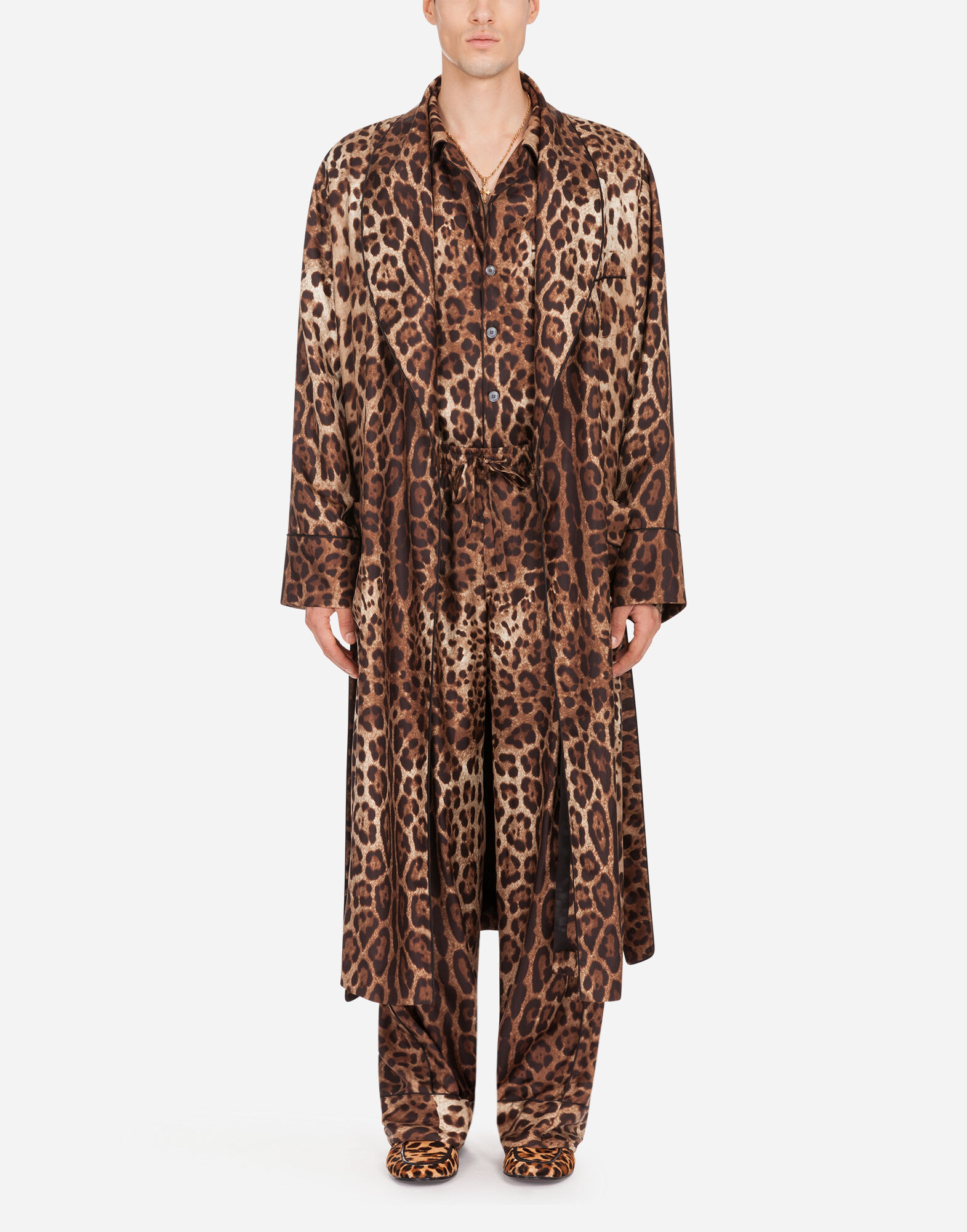 Silk mikado pyjama bottoms with leopard print Dolce Gabbana