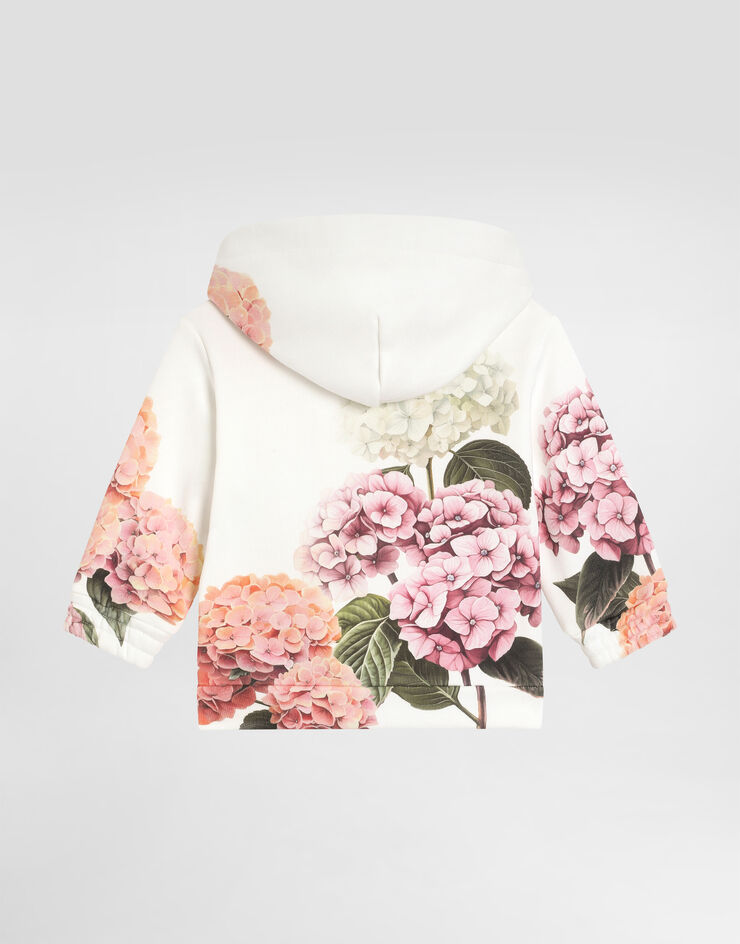 Dolce & Gabbana Hooded sweatshirt with hydrangea print and patch White L2JWCSG7PSD