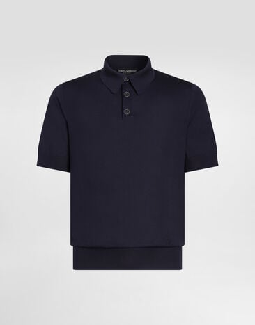 Dolce & Gabbana Maglia polo in seta Blu GXZ02ZJBSO5