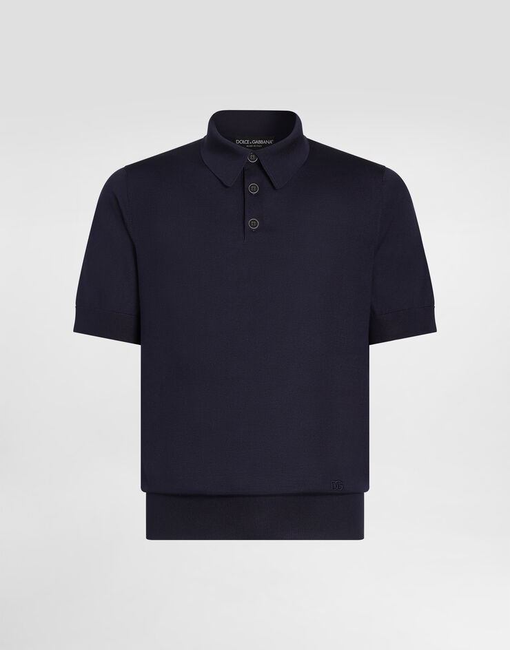 Dolce & Gabbana Maglia polo in seta Blu GXZ02ZJBSO5
