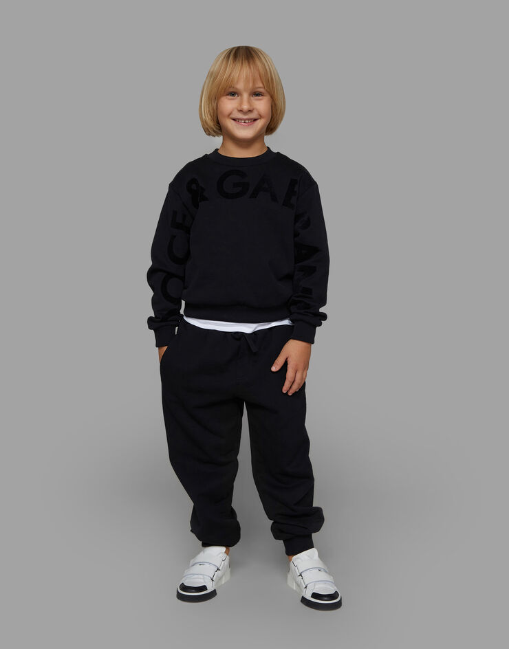 Dolce&Gabbana Jersey jogging pants with flocked logo Black L4JPFEG7K2C