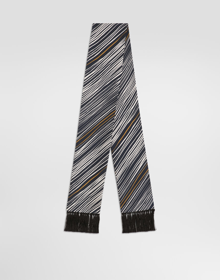 Striped-print twill scarf