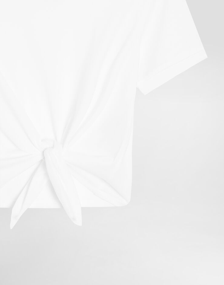 Dolce & Gabbana Camiseta de punto con logotipo DG de metal Blanco L5JTJQG7EX1