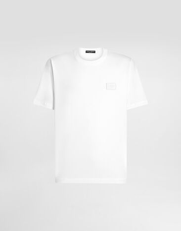 Dolce & Gabbana Cotton T-shirt with branded tag Multicolor G8PN9TG7NTW