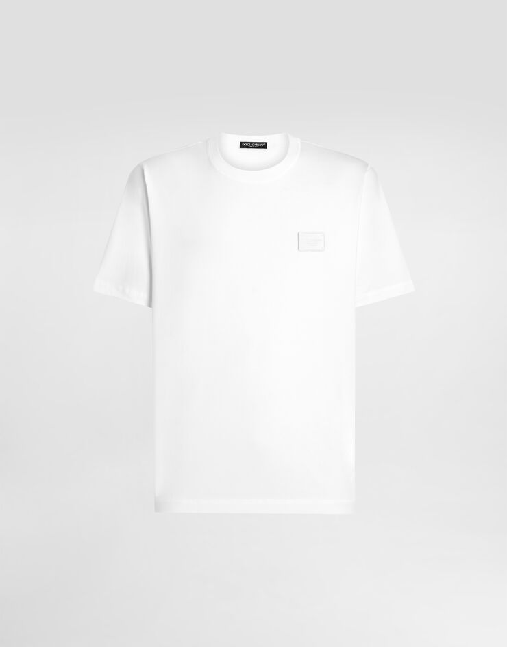 Dolce & Gabbana T-shirt en coton avec plaquette à logo Multicolore G8PN9TG7NTW