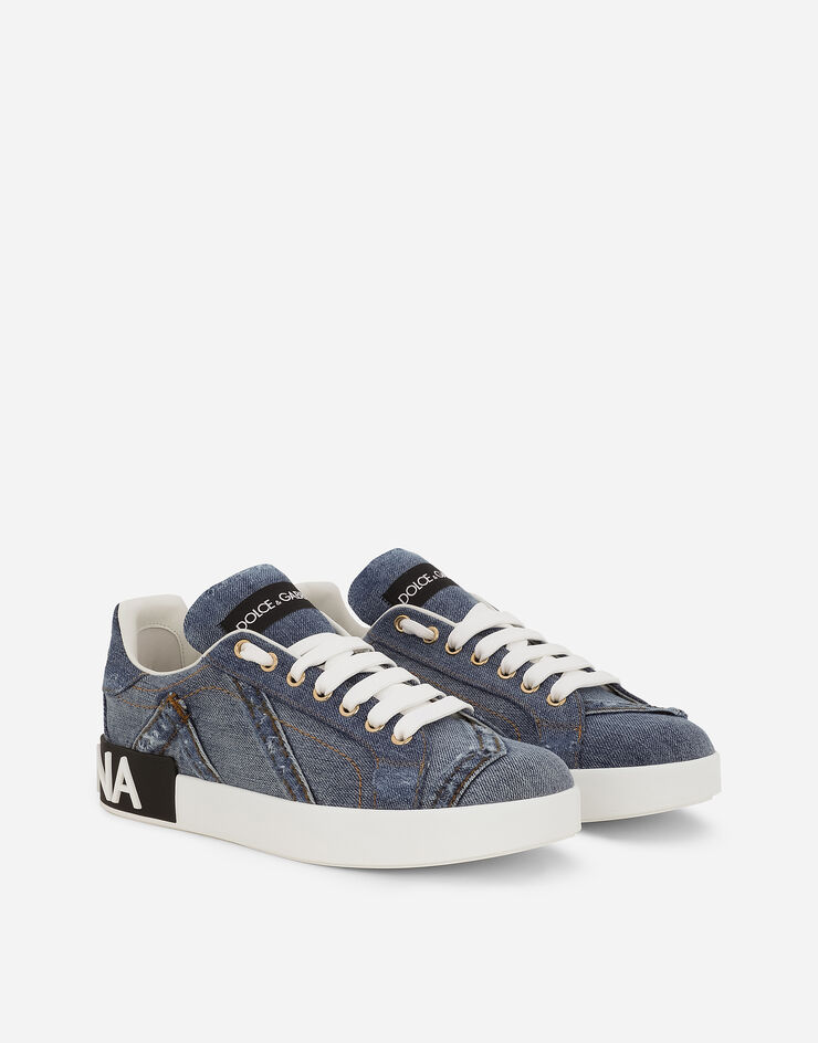 Dolce & Gabbana Calfskin Portofino sneakers with DG logo Blue CK1544AD481