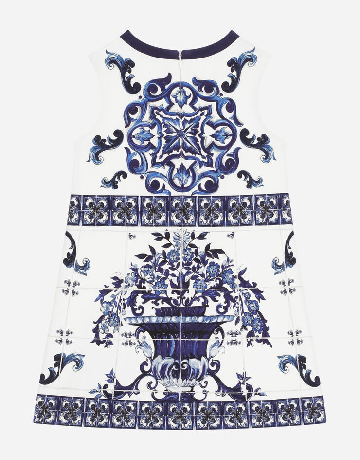 Dolce & Gabbana Robe en interlock à imprimé majoliques Multicolore L5JD1NG7F0C