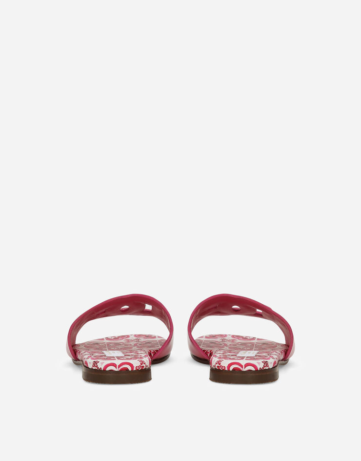 Dolce&Gabbana Patent leather slides with DG logo Pink D11032A1067
