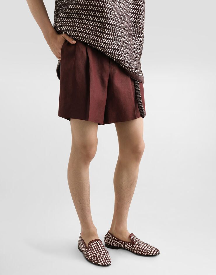 Dolce & Gabbana Linen fabric shorts with double darts Multicolor GP10WTFU4MC