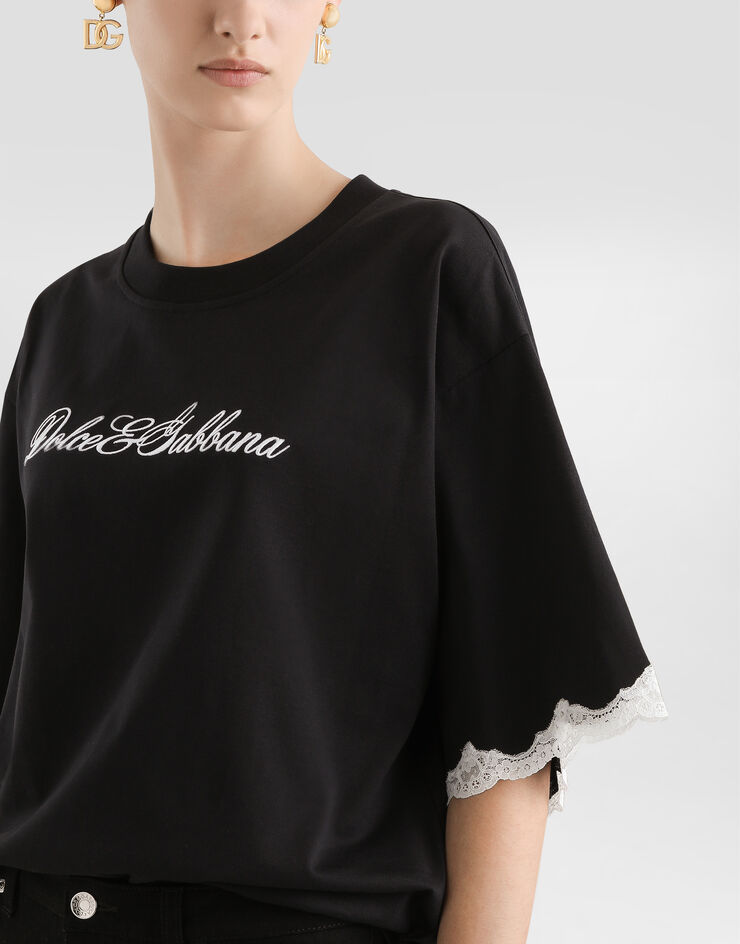 Dolce & Gabbana 刺绣平纹针织 T 恤 黑 F8V62ZGDDB8
