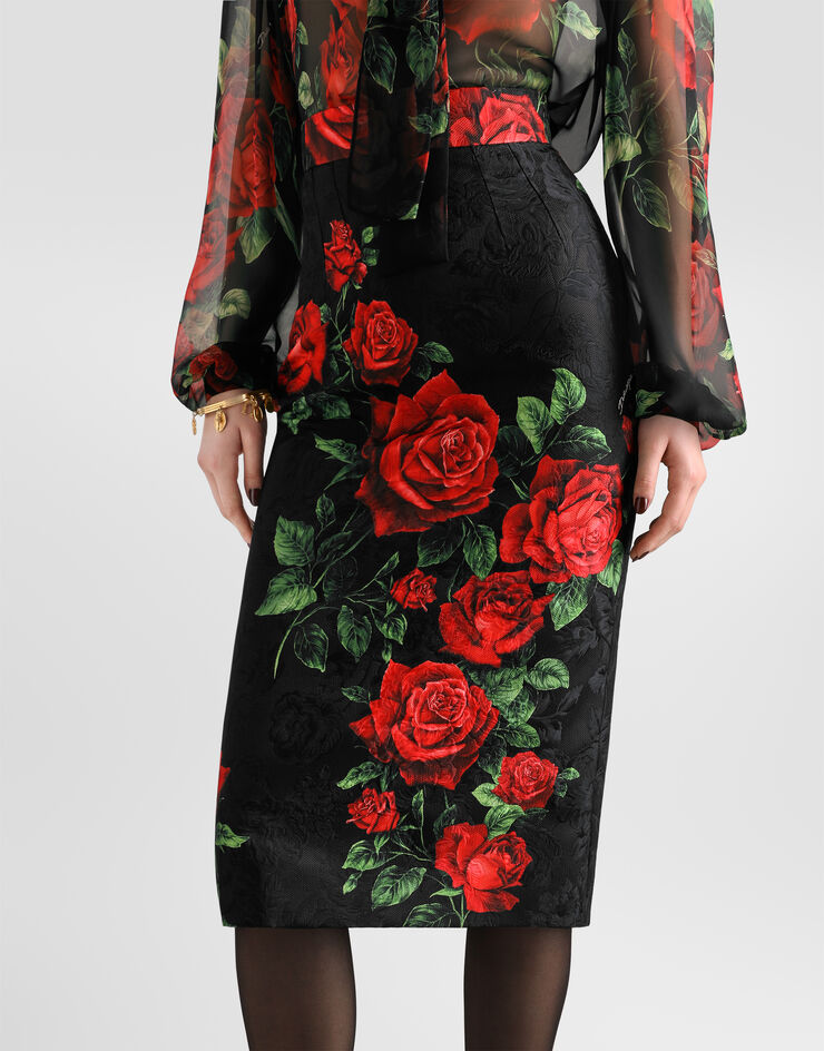 Dolce & Gabbana Falda en brocado con estampado de rosas Dolce & Gabbana Falda en brocado con estampado de rosas Multicolor F4CS8TFSTB4