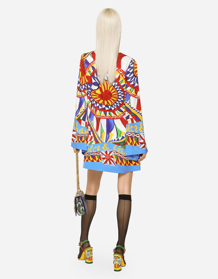 Dolce&Gabbana Short Carretto-print charmeuse dress Multicolor F6ZW4THPADX