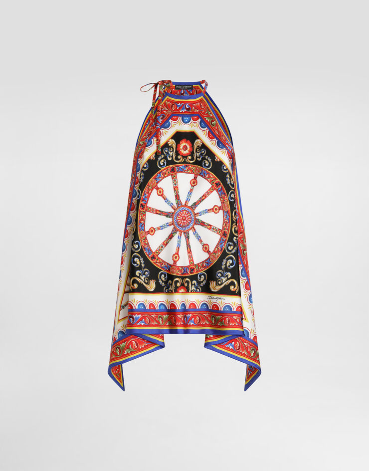 Dolce & Gabbana Carretto-print twill top Multicolor F79EFTGDDTI