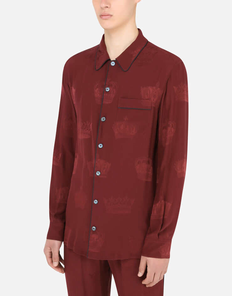 Dolce & Gabbana Silk pajama shirt with crown print Dolce & Gabbana Silk pajama shirt with crown print BORDEAUX G5GW1TFJ1HL