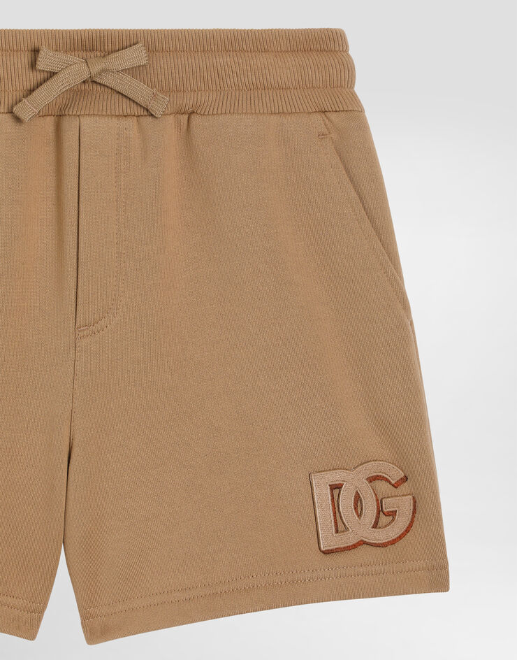 Dolce & Gabbana Fleece shorts with DG patch Beige L4JQU6G7PRO