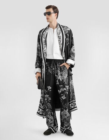 Dolce & Gabbana Flower bouquet-print jacquard twill robe Multicolor G031TTHI12H