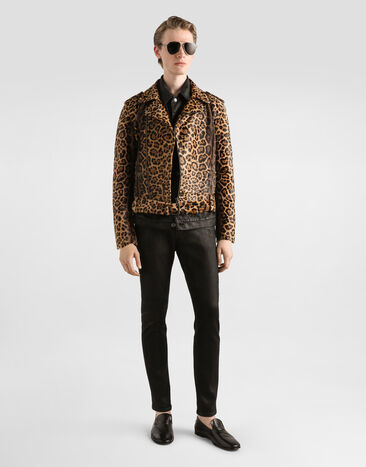 Dolce & Gabbana Calfskin biker jacket Multicolor G9ATTLHULXR