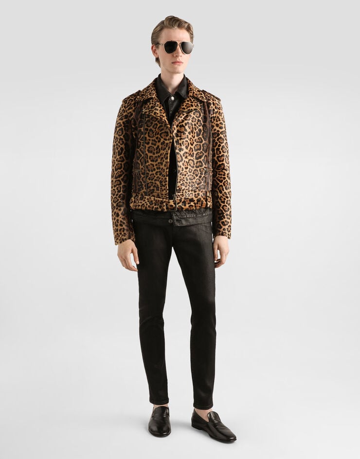 Dolce & Gabbana Calfskin biker jacket Multicolor G9ATTLHULXR