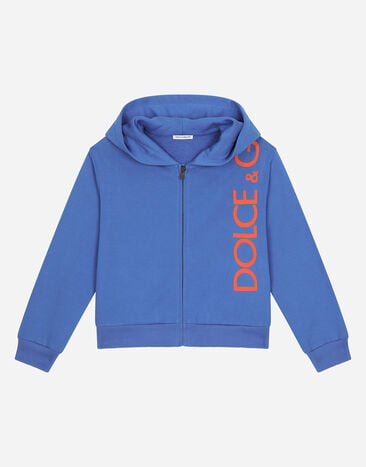 Dolce & Gabbana Zip-up jersey hoodie with “Dolce&Gabbana” logo Print L4JTHVII7ED