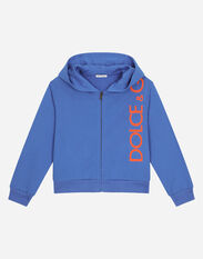 Dolce & Gabbana Zip-up jersey hoodie with “Dolce&Gabbana” logo Pink L4JT7TG7OLK