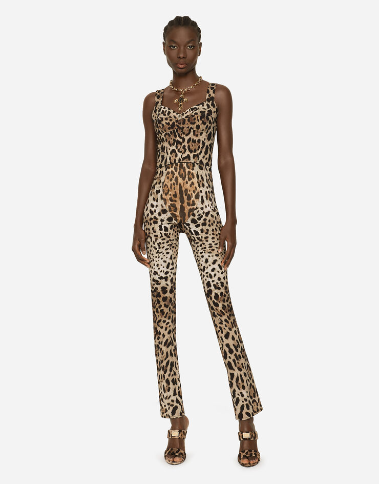 Dolce & Gabbana KIM DOLCE&GABBANA Pantalon en marquisette à imprimé léopard Imprimé Animalier FTCXKTFSSF7