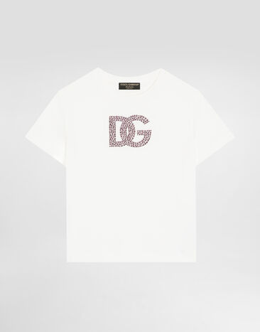 Dolce & Gabbana Jersey T-shirt with DG logo White L5JTNKG7O9K