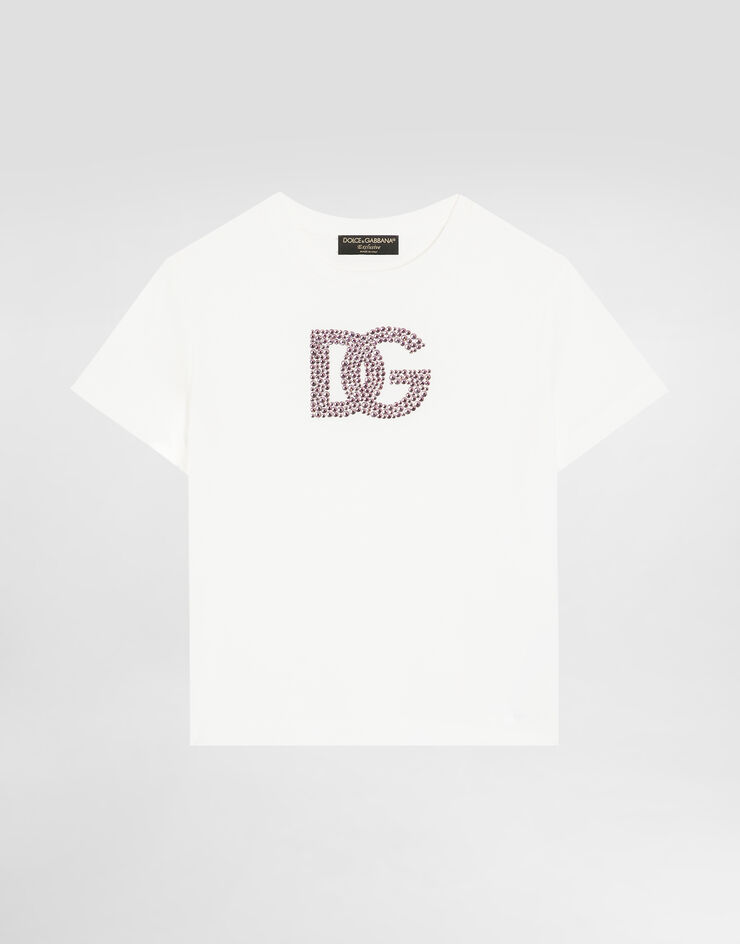 Dolce & Gabbana Camiseta de punto con logotipo DG Blanco L5JTNKG7O9K