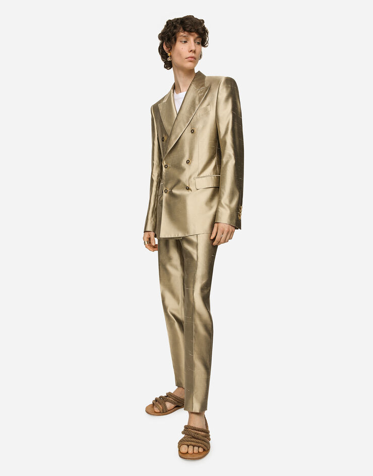 Dolce & Gabbana Shantung silk double-breasted Sicilia-fit suit Beige GKLPMTFU1L5