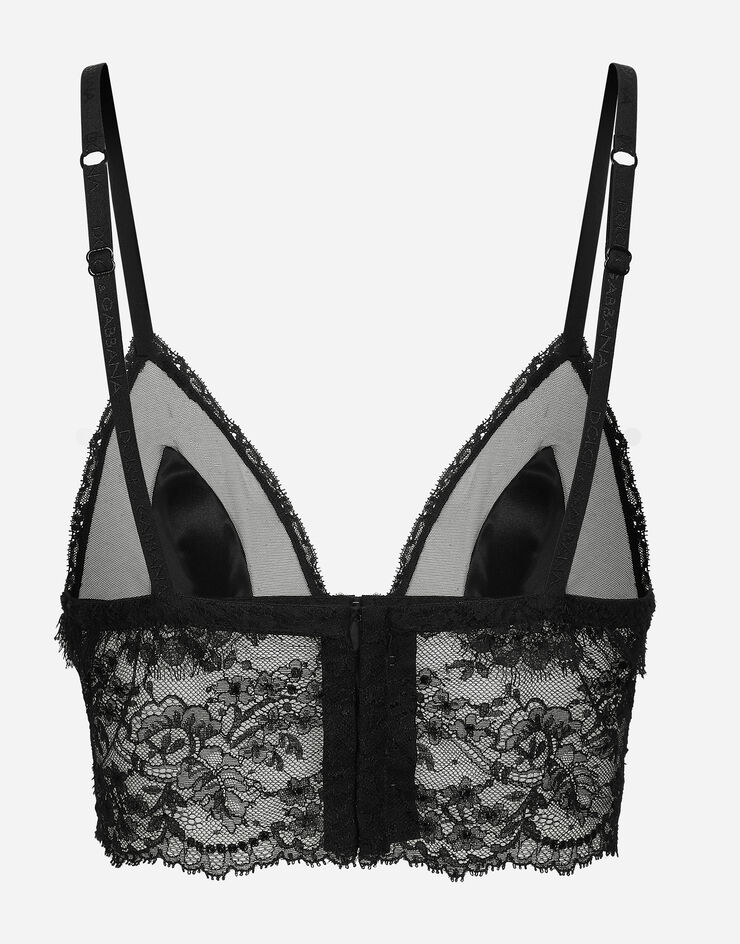 Dolce & Gabbana Soft-cup satin bralette with lace detailing Black O7C46TONO23