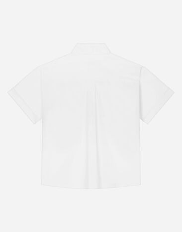 DolceGabbanaSpa Oversized poplin shirt with plaque White L43S82G7J3E