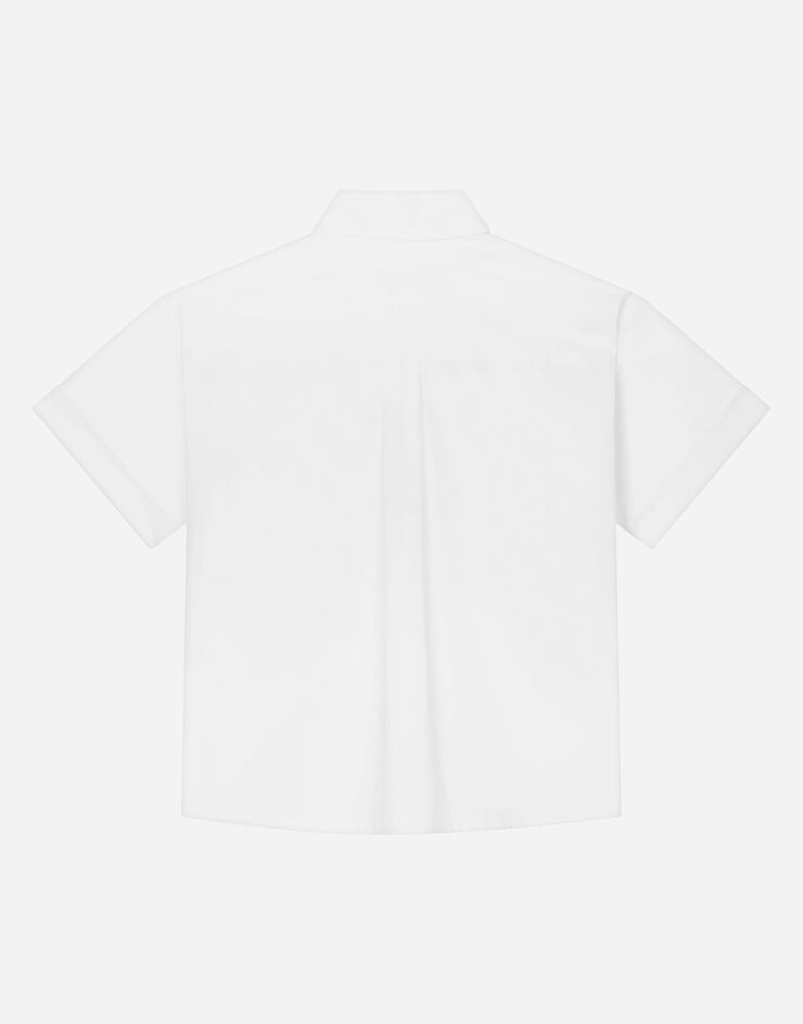 DolceGabbanaSpa Camicia in popeline con placca logata White L43S82G7J3E