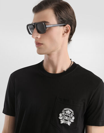 Dolce & Gabbana T-shirt en coton à broderie Black G8RA2ZG7PZE