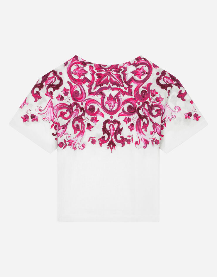 Dolce&Gabbana Camiseta de punto con estampado Maiolica Multicolor L5JTJKG7E9Q