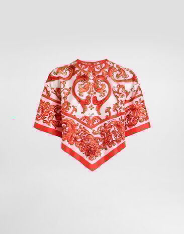 Dolce & Gabbana Majolica-print silk top Multicolor F7BQ8TGDDRE