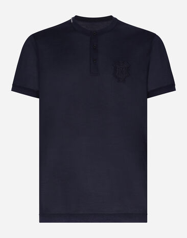 Dolce & Gabbana تيشيرت حرير بياقة عالية رمادي G8QK3ZFU75F