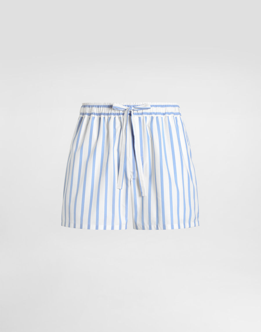 Striped poplin bermuda shorts
