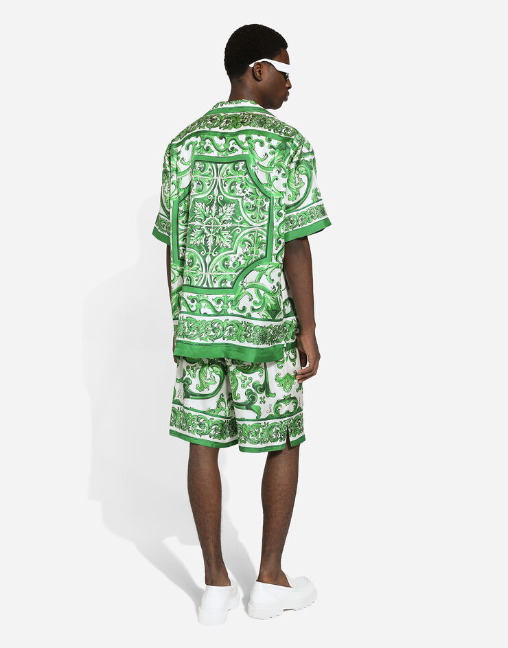 Dolce & Gabbana Silk twill Hawaiian shirt with majolica print Print G5JH9THI1S6
