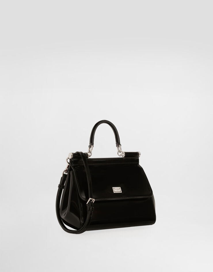 Dolce & Gabbana Small Sicily handbag in polished calfskin Black BB6003AI413