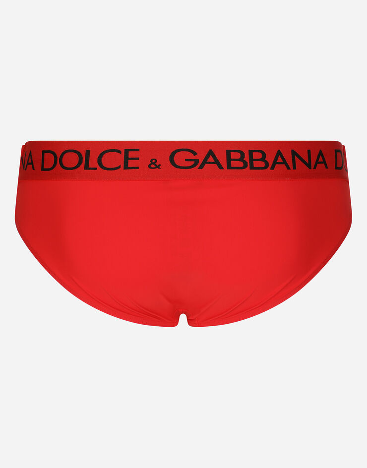Dolce & Gabbana Swim briefs with high-cut leg and branded rear waistband Red M4A58JFUGA2