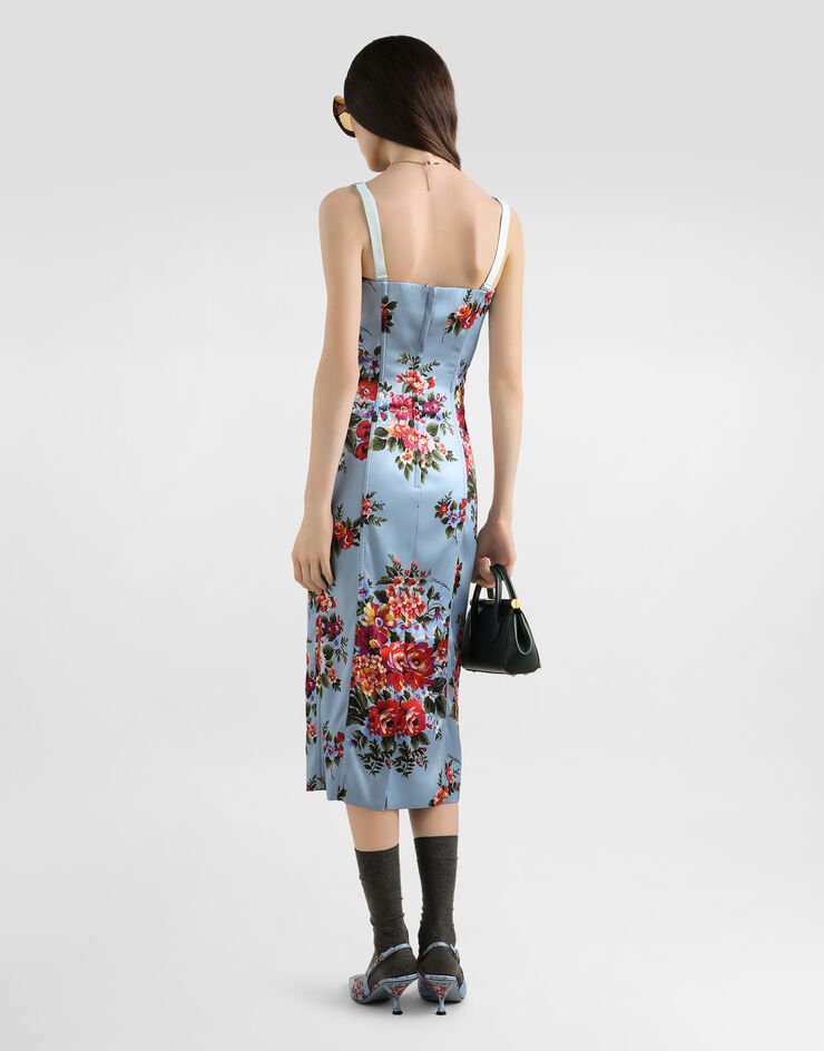 Dolce & Gabbana Flower bouquet-print satin dress Multicolor F60DGTFSICE