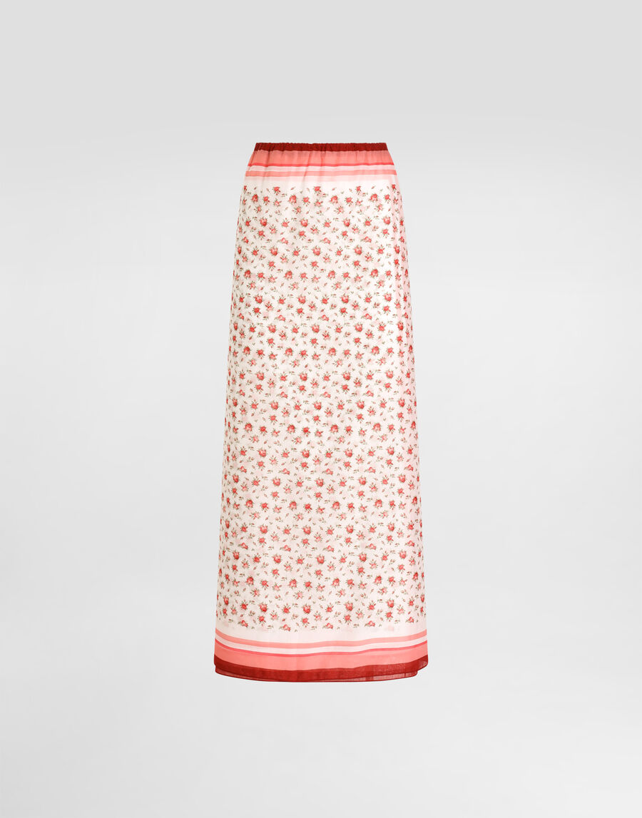Small rose-print cotton batiste sarong