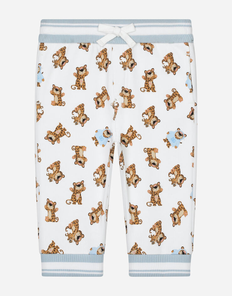 Dolce & Gabbana Jersey jogging pants with baby leopard print White L1JPGPG7GXO