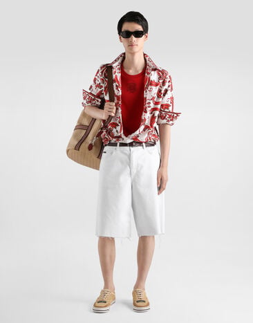 Dolce & Gabbana Débardeur en coton avec patch Red G8SW2ZG7QNN