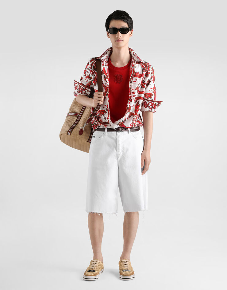 Dolce & Gabbana Cotton tank top with patch Red G8SW2ZG7QNN